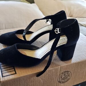 Velvet maryjane pumps